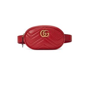 Gucci Red Belt Bag GG Marmont Authentic